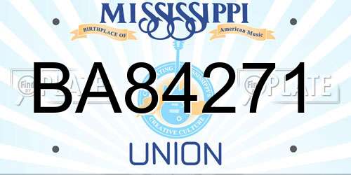 BA84271 Mississippi License Plate