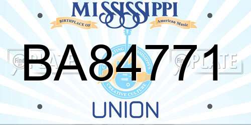 BA84771 Mississippi License Plate