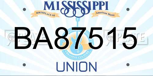 BA87515 Mississippi License Plate