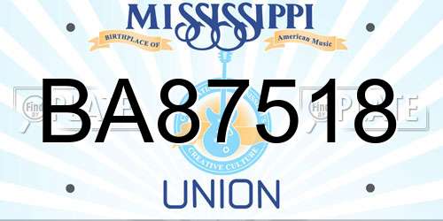 BA87518 Mississippi License Plate
