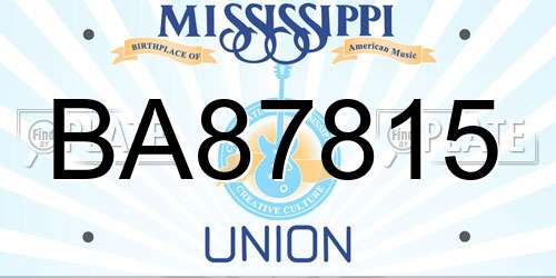 BA87815 Mississippi License Plate