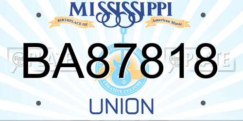 BA87818 Mississippi License Plate