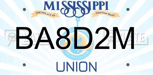 BA8D2M Mississippi License Plate