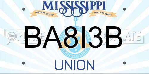 BA8I3B Mississippi License Plate