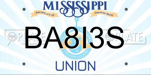 BA8I3S Mississippi License Plate
