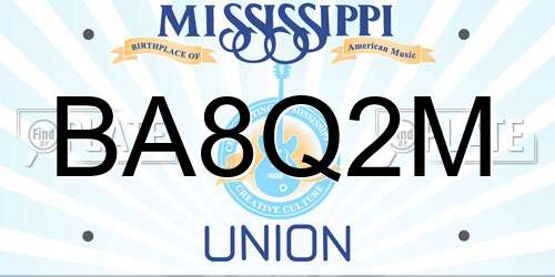 BA8Q2M Mississippi License Plate