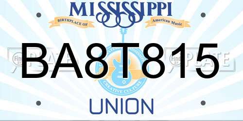 BA8T815 Mississippi License Plate