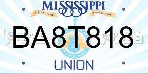 BA8T818 Mississippi License Plate