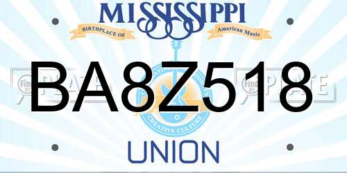 BA8Z518 Mississippi License Plate