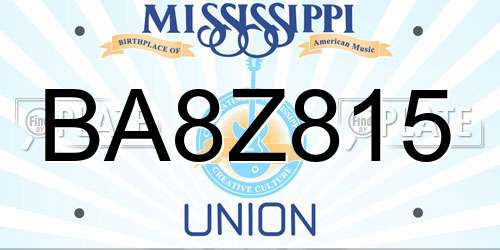 BA8Z815 Mississippi License Plate