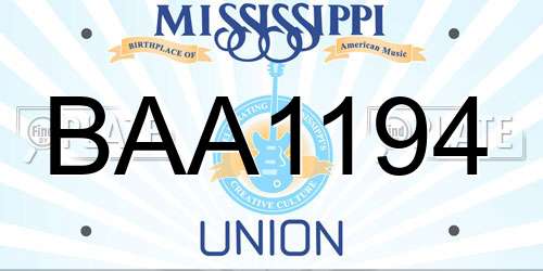 BAA1194 Mississippi License Plate