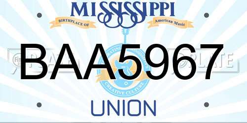 BAA5967 Mississippi License Plate
