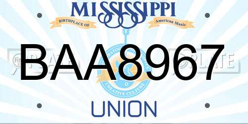 BAA8967 Mississippi License Plate
