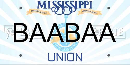 BAABAA Mississippi License Plate
