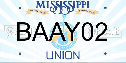 BAAY02 Mississippi License Plate