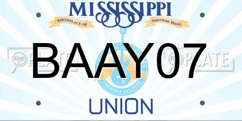 BAAY07 Mississippi License Plate