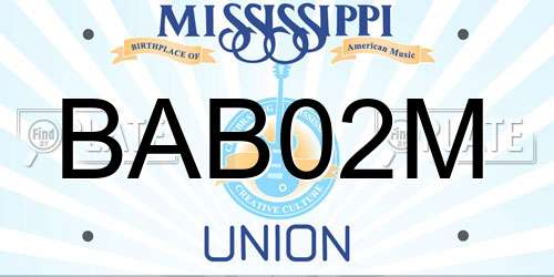 BAB02M Mississippi License Plate