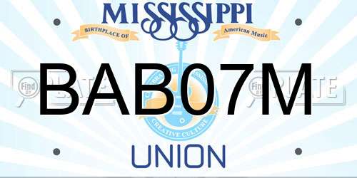 BAB07M Mississippi License Plate