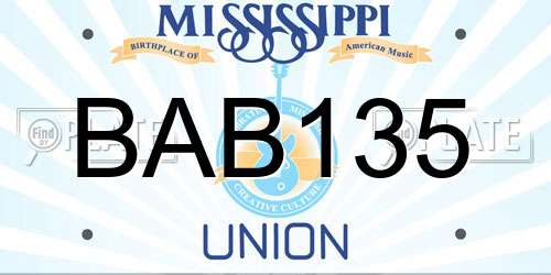 BAB135 Mississippi License Plate