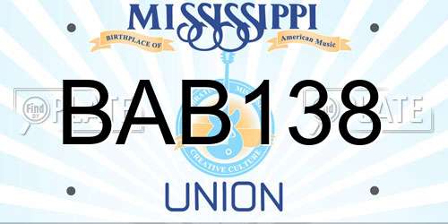 BAB138 Mississippi License Plate