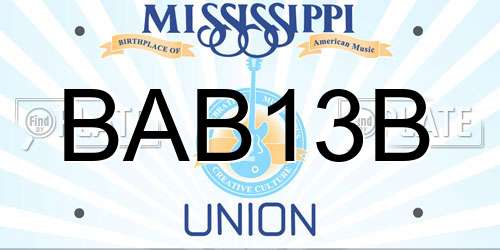 BAB13B Mississippi License Plate