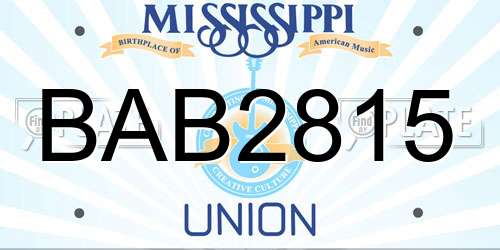BAB2815 Mississippi License Plate