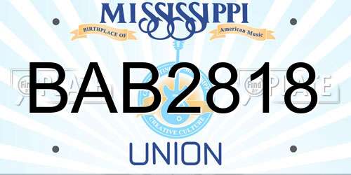BAB2818 Mississippi License Plate