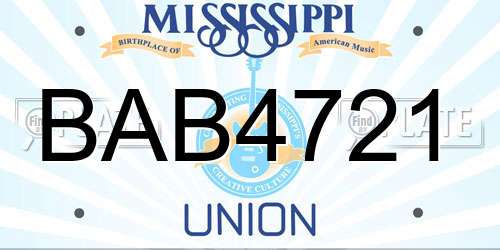 BAB4721 Mississippi License Plate