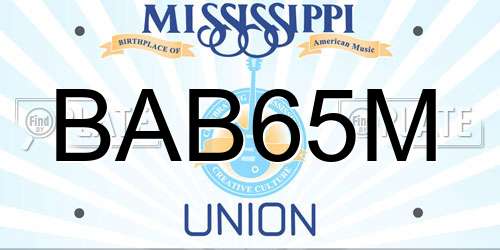 BAB65M Mississippi License Plate