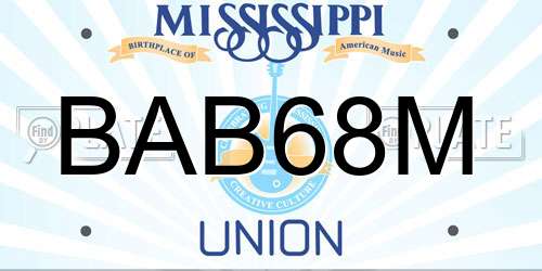 BAB68M Mississippi License Plate