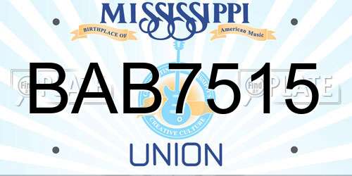 BAB7515 Mississippi License Plate