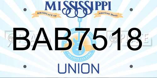 BAB7518 Mississippi License Plate