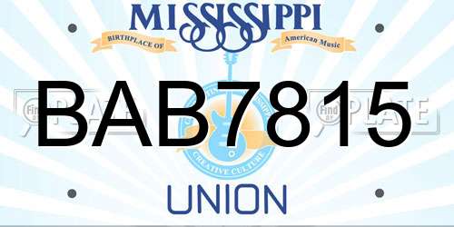 BAB7815 Mississippi License Plate