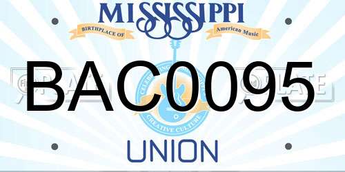 BAC0095 Mississippi License Plate