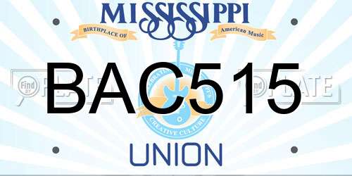 BAC515 Mississippi License Plate