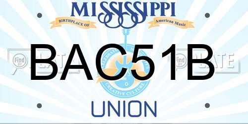BAC51B Mississippi License Plate