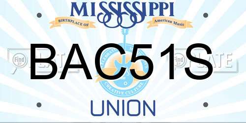 BAC51S Mississippi License Plate