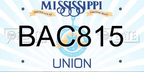 BAC815 Mississippi License Plate