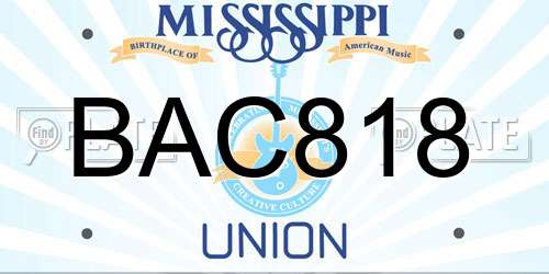 BAC818 Mississippi License Plate
