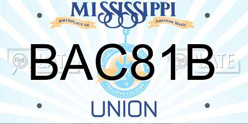 BAC81B Mississippi License Plate