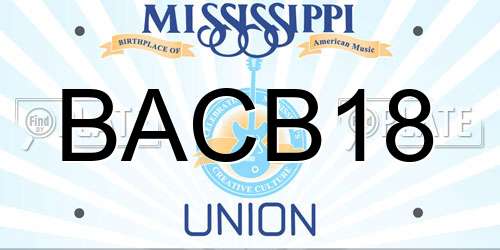 BACB18 Mississippi License Plate