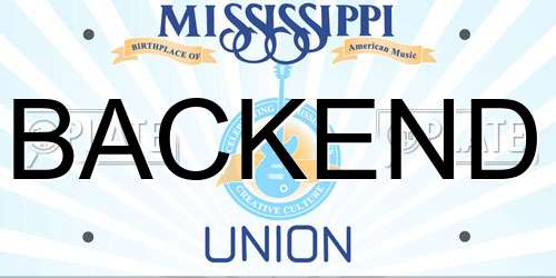BACKEND Mississippi License Plate