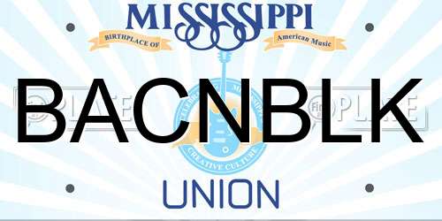 BACNBLK Mississippi License Plate
