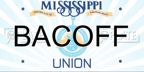 BACOFF Mississippi License Plate