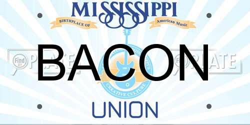 BACON Mississippi License Plate