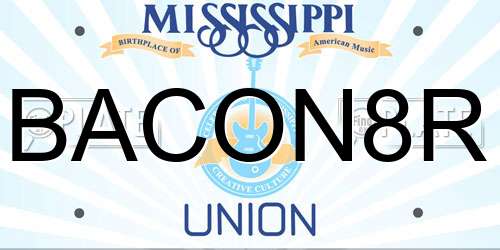 BACON8R Mississippi License Plate