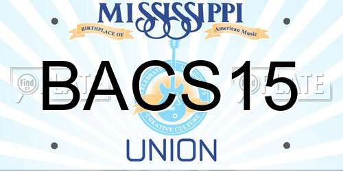 BACS15 Mississippi License Plate