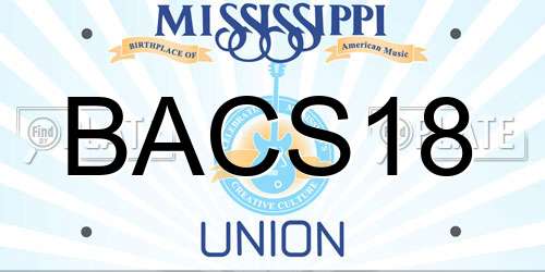 BACS18 Mississippi License Plate