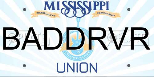 BADDRVR Mississippi License Plate