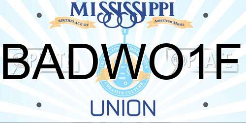 BADWO1F Mississippi License Plate